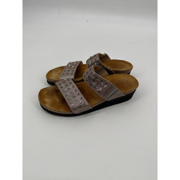 NAOT Susan metallic Leather Slides Size 37/ US 6 EUC - Picture 3 of 7